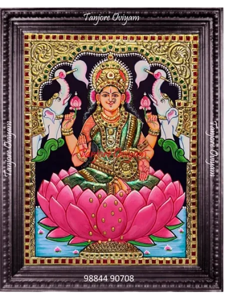 Gajalakshmi with Elephants Tanjore Painting